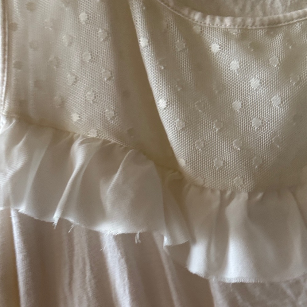 LOFT Women's Cream Ruffle Blouse - Picture 3 of 4